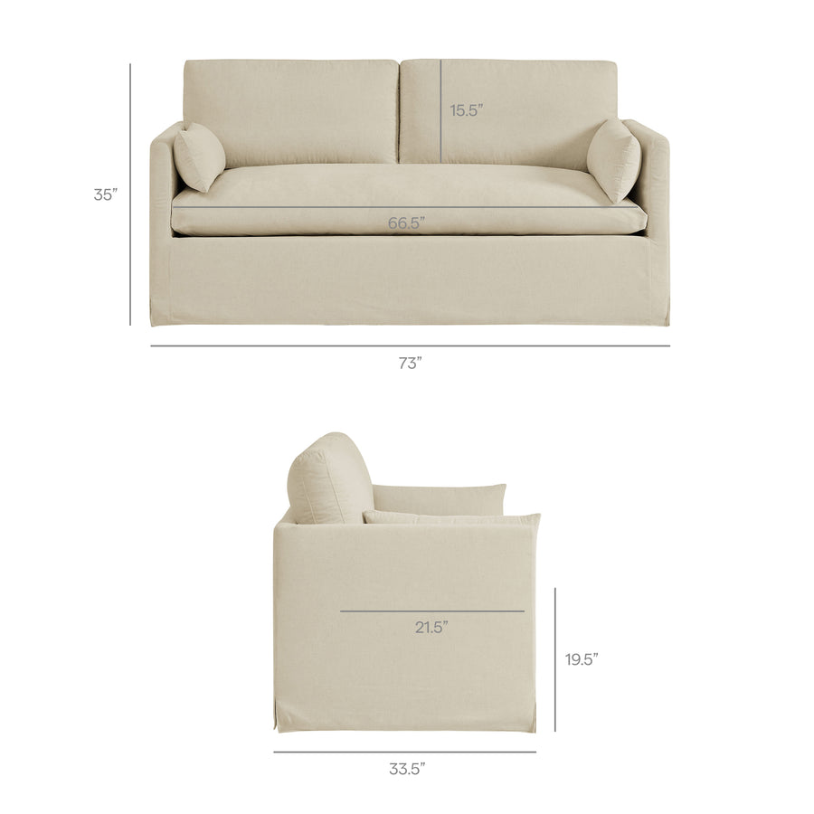 Boal Slipcovered Linen-Blend Loveseat in Linen