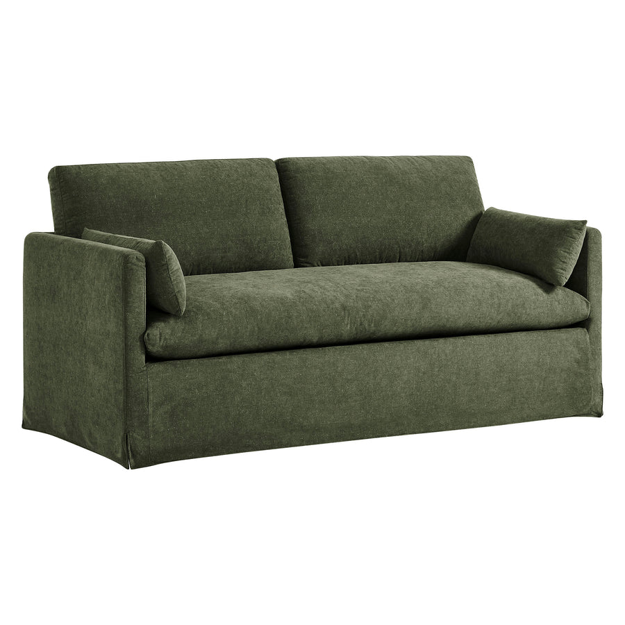 Boal Slipcovered Linen-Blend Loveseat in Sage