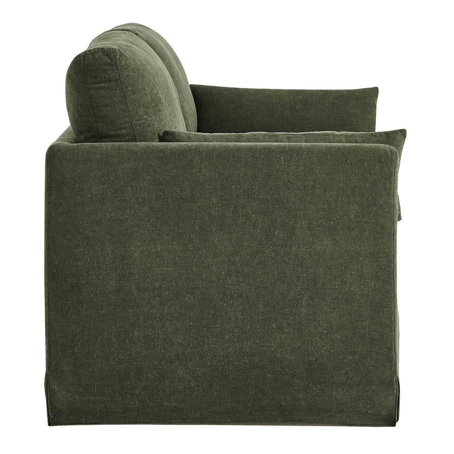 Boal Slipcovered Linen-Blend Loveseat in Sage