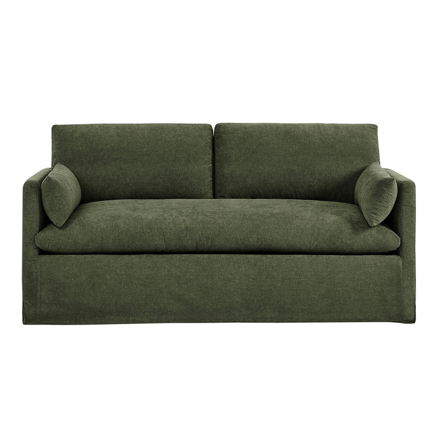Boal Slipcovered Linen-Blend Loveseat in Sage