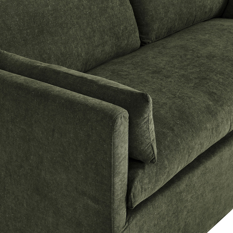 Boal Slipcovered Linen-Blend Loveseat in Sage