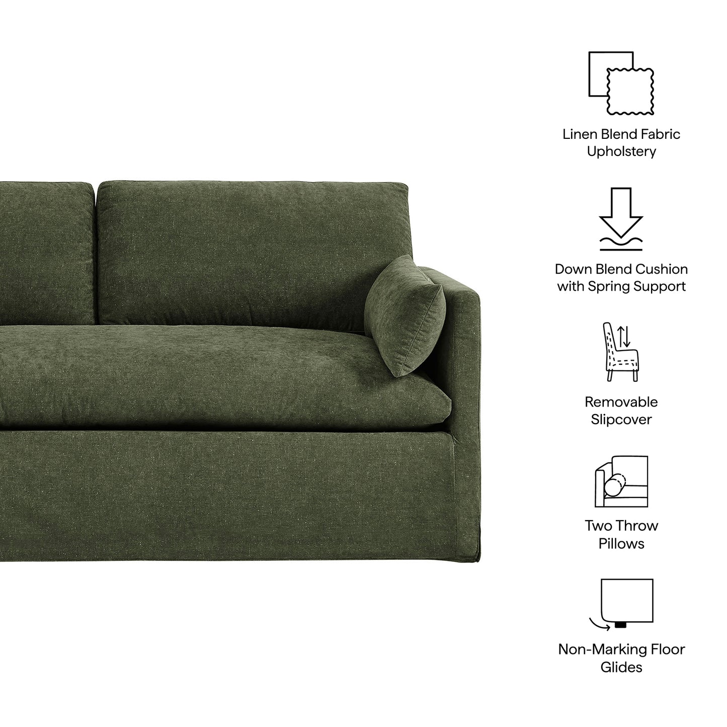 Boal Slipcovered Linen-Blend Loveseat in Sage