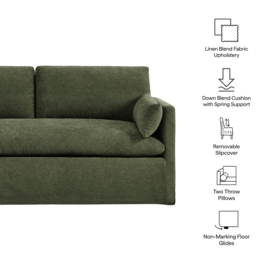 Boal Slipcovered Linen-Blend Loveseat in Sage