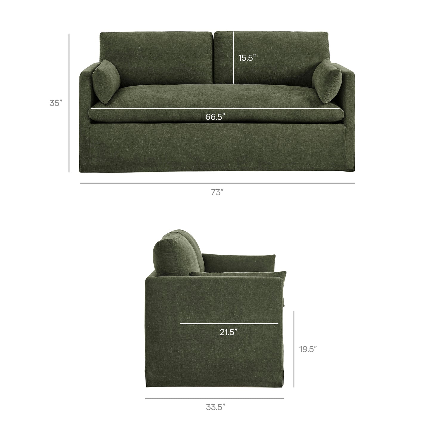 Boal Slipcovered Linen-Blend Loveseat in Sage