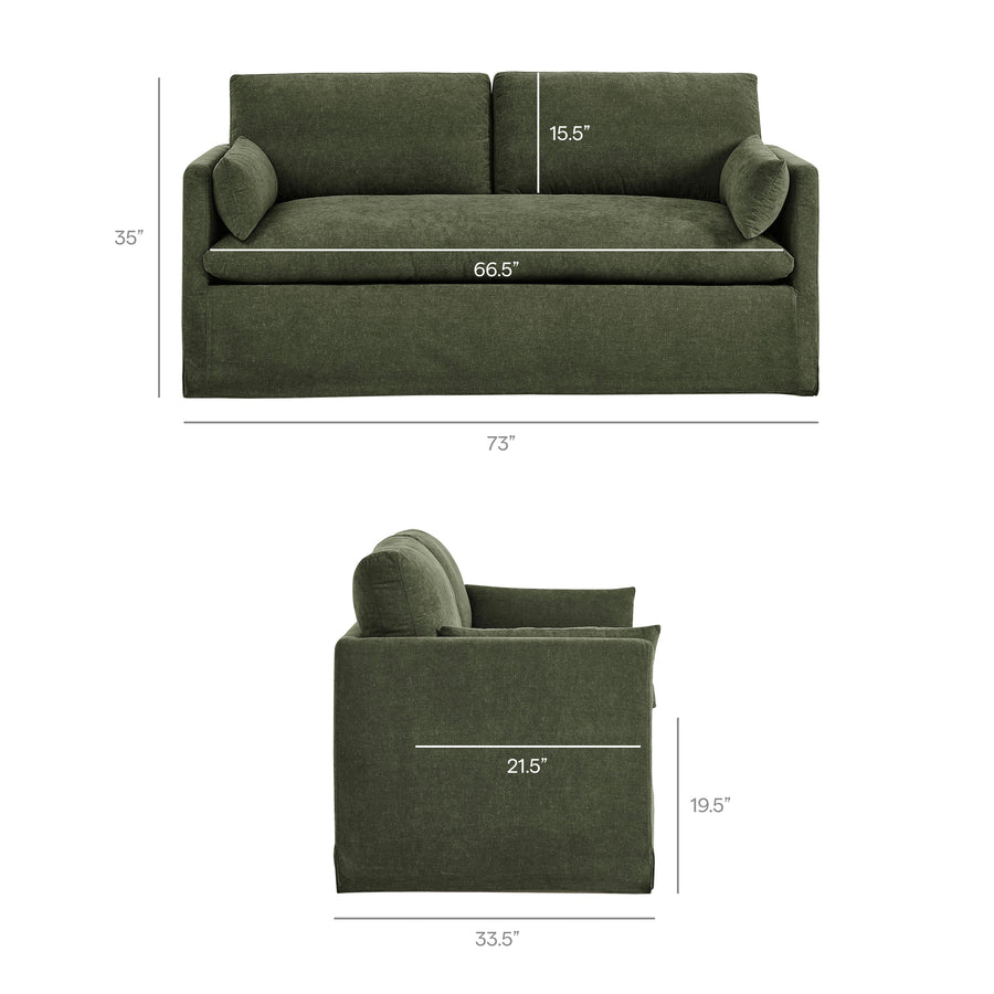 Boal Slipcovered Linen-Blend Loveseat in Sage