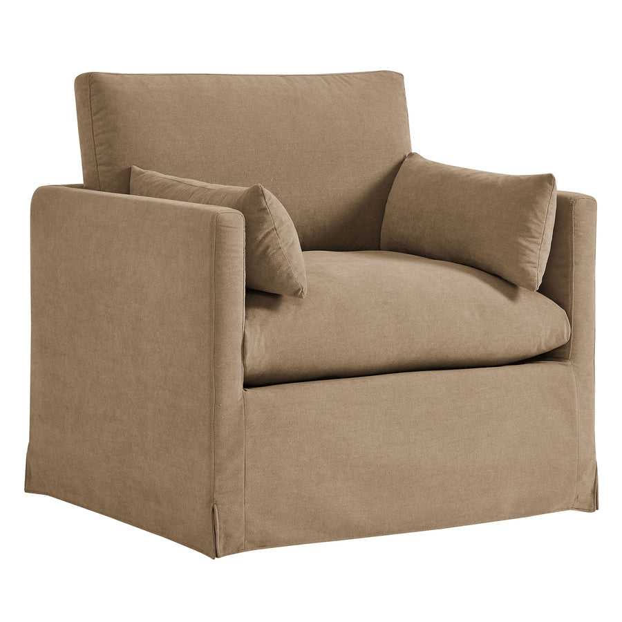 Boal Slipcovered Linen-Blend Armchair in Almond