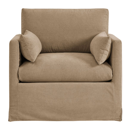 Wellfleet Slipcovered Linen-Blend Armchair in Almond