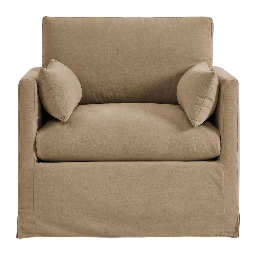 Boal Slipcovered Linen-Blend Armchair in Almond