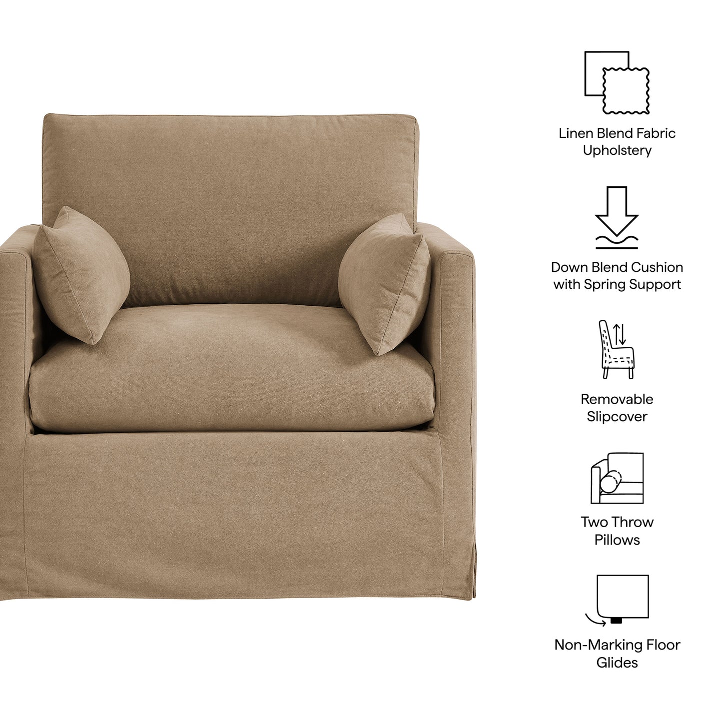 Boal Slipcovered Linen-Blend Armchair in Almond
