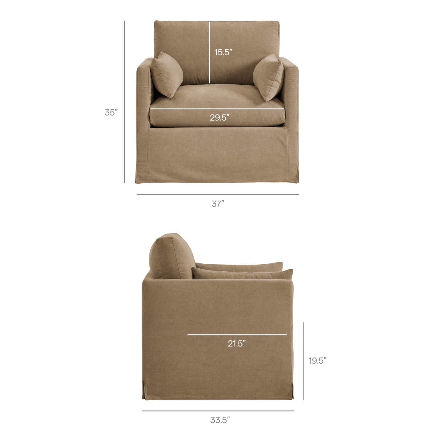 Boal Slipcovered Linen-Blend Armchair in Almond