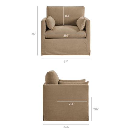 Wellfleet Slipcovered Linen-Blend Armchair in Almond