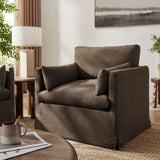 Boal Slipcovered Linen-Blend Armchair in Cocoa