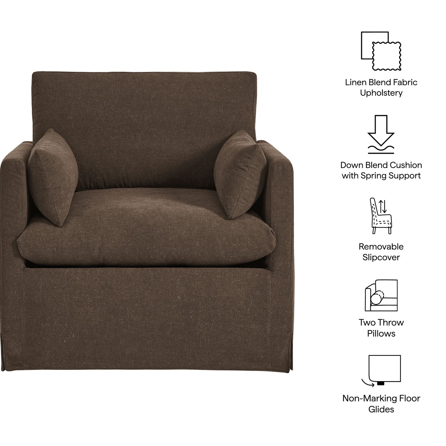 Boal Slipcovered Linen-Blend Armchair in Cocoa