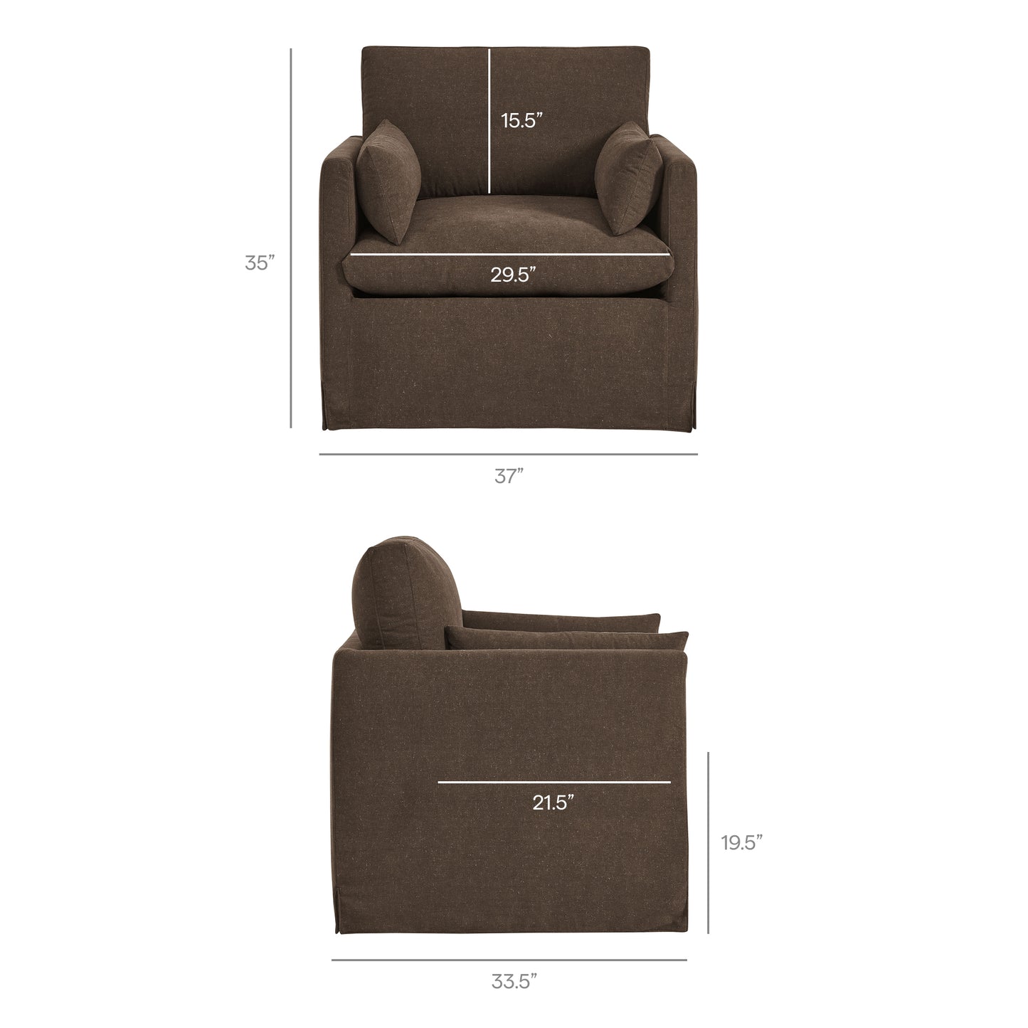 Boal Slipcovered Linen-Blend Armchair in Cocoa