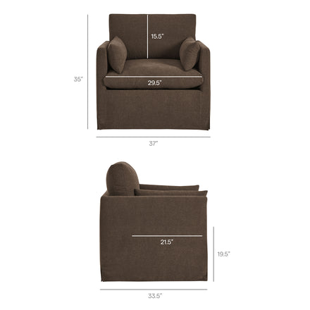 Wellfleet Slipcovered Linen-Blend Armchair in Cocoa