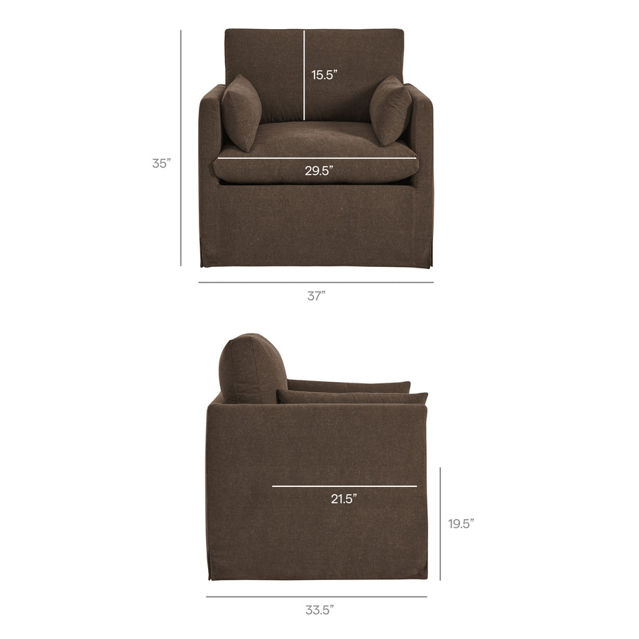Boal Slipcovered Linen-Blend Armchair in Cocoa