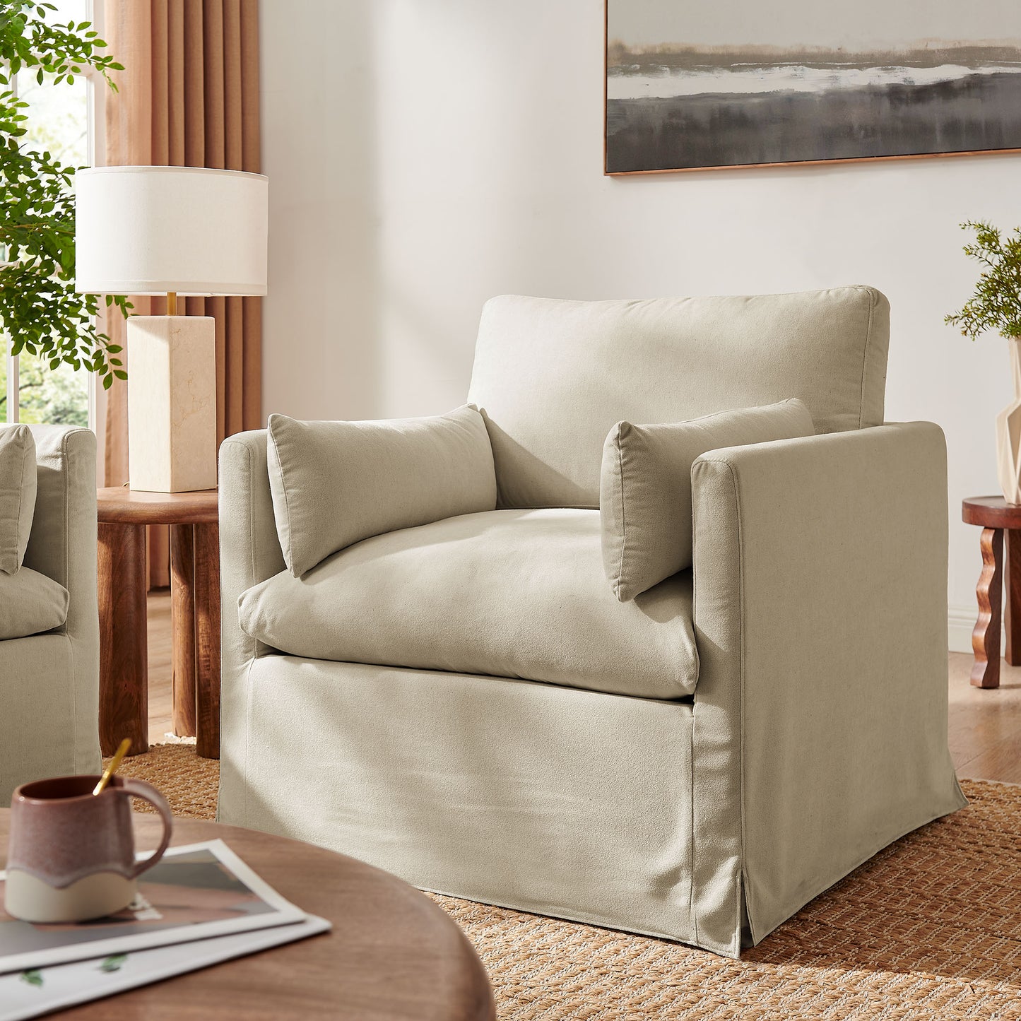 Boal Slipcovered Linen-Blend Armchair in Linen