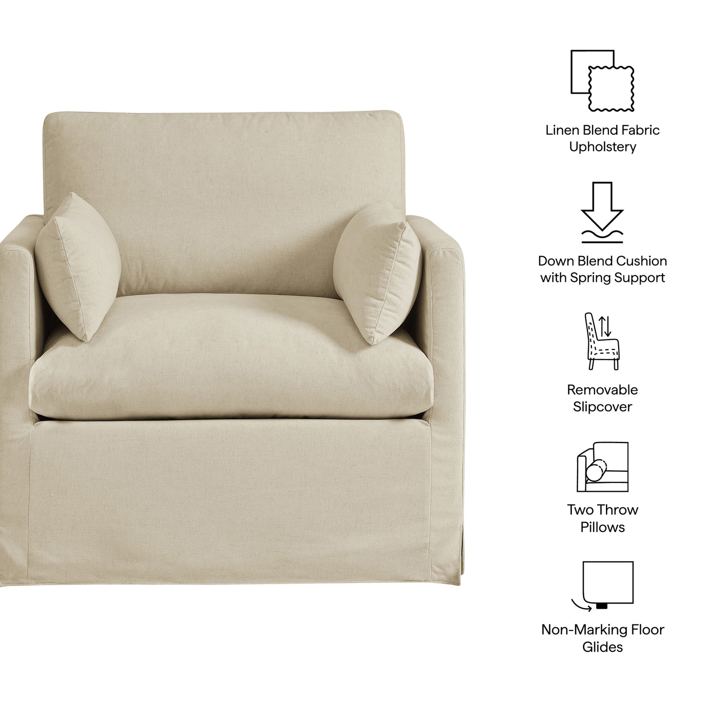 Boal Slipcovered Linen-Blend Armchair in Linen