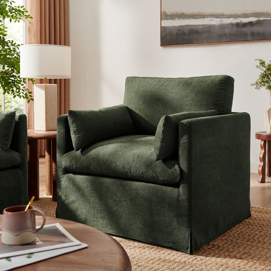 Boal Slipcovered Linen-Blend Armchair in Sage