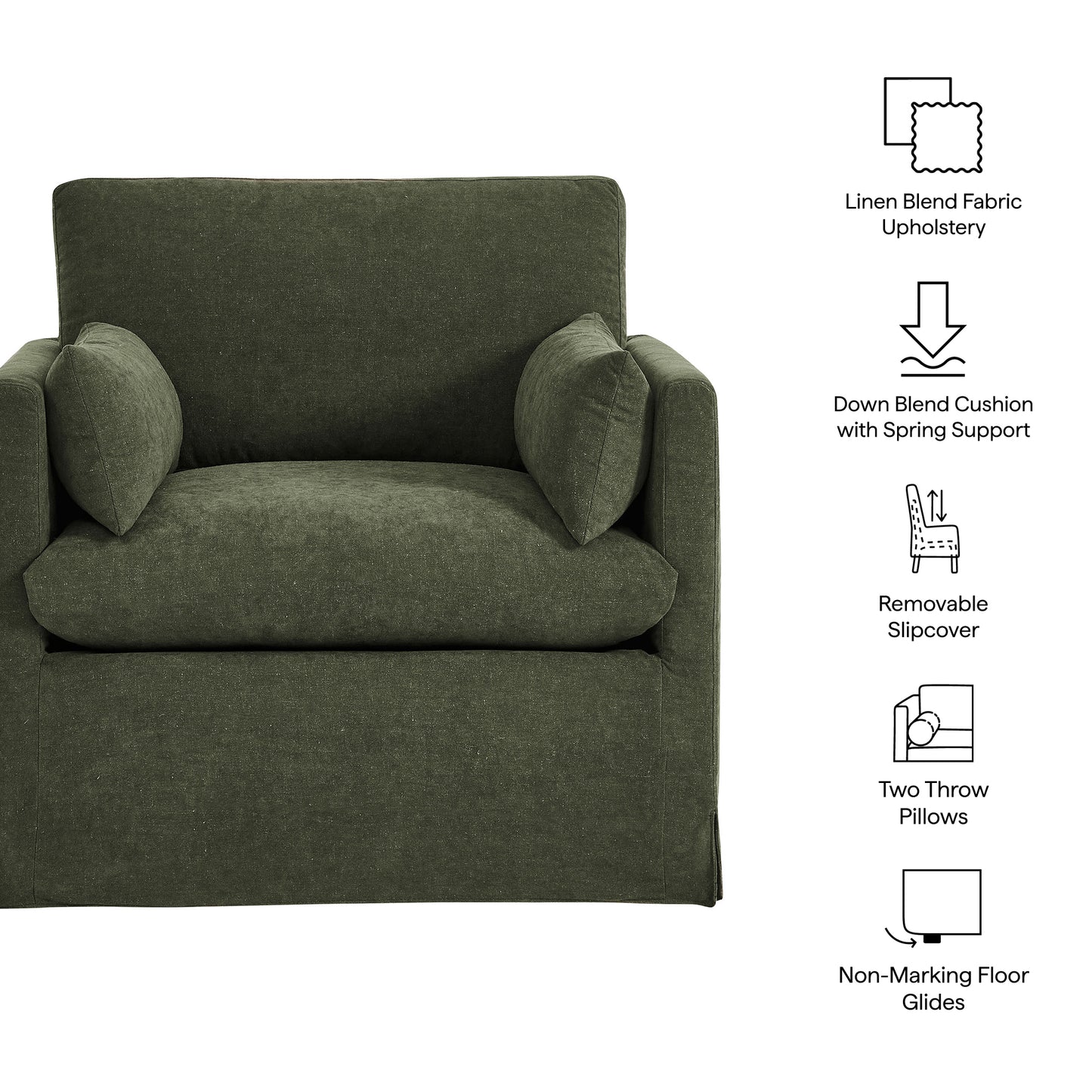 Boal Slipcovered Linen-Blend Armchair in Sage