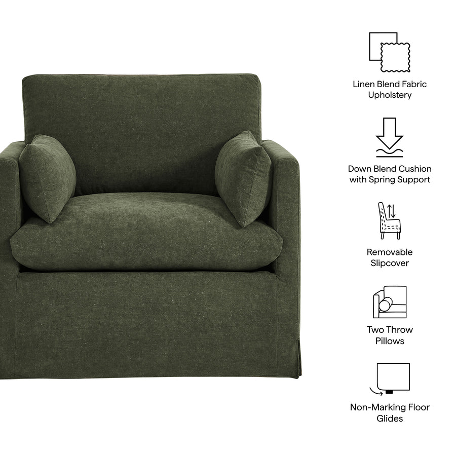 Boal Slipcovered Linen-Blend Armchair in Sage