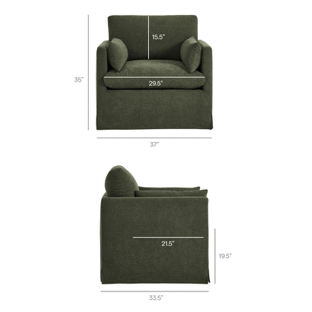 Wellfleet Slipcovered Linen-Blend Armchair in Sage