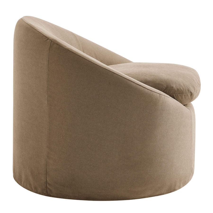 Lahinch Slipcovered Linen-Blend Round Accent Chair in Almond