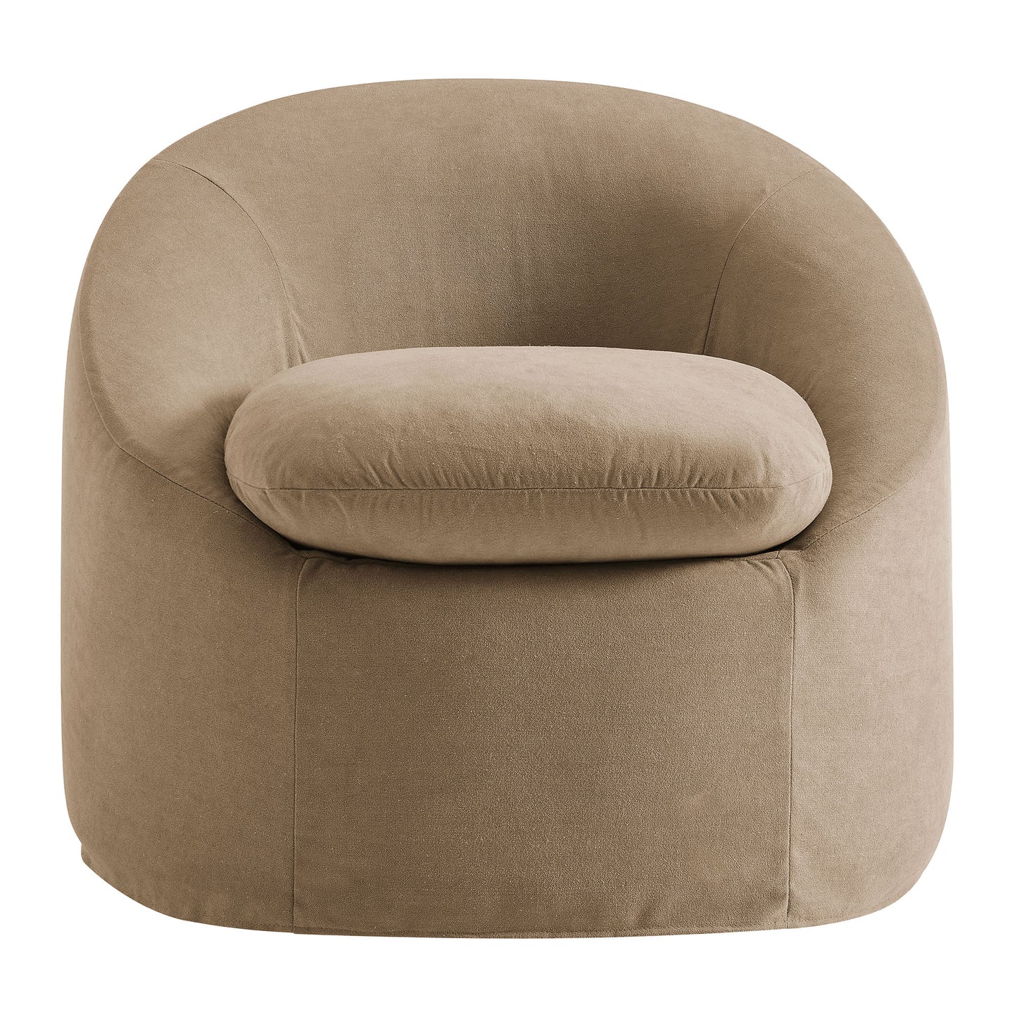 Lahinch Slipcovered Linen-Blend Round Accent Chair in Almond