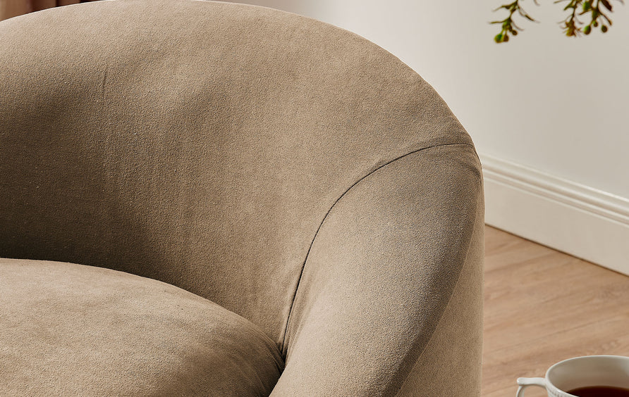 Lahinch Slipcovered Linen-Blend Round Accent Chair in Almond