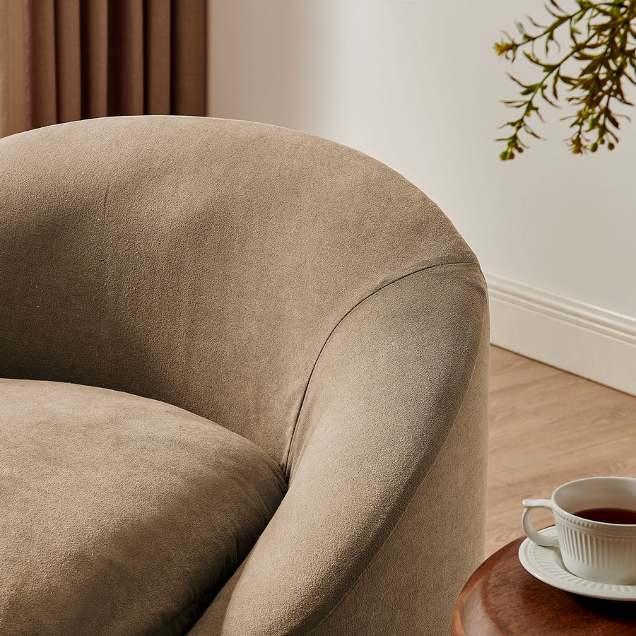 Lahinch Slipcovered Linen-Blend Round Accent Chair in Almond