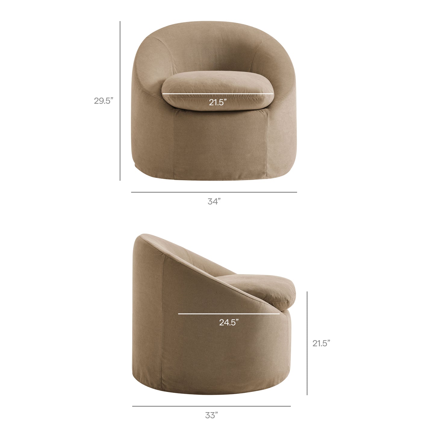 Lahinch Slipcovered Linen-Blend Round Accent Chair in Almond