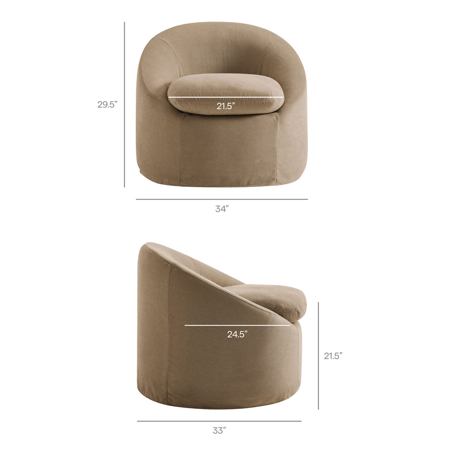 Lahinch Slipcovered Linen-Blend Round Accent Chair in Almond