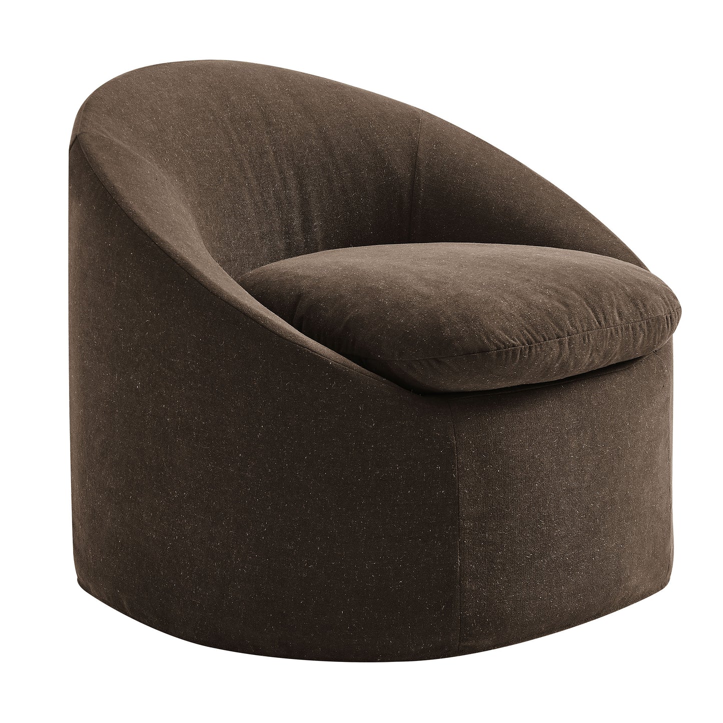Lahinch Slipcovered Linen-Blend Round Accent Chair in Cocoa