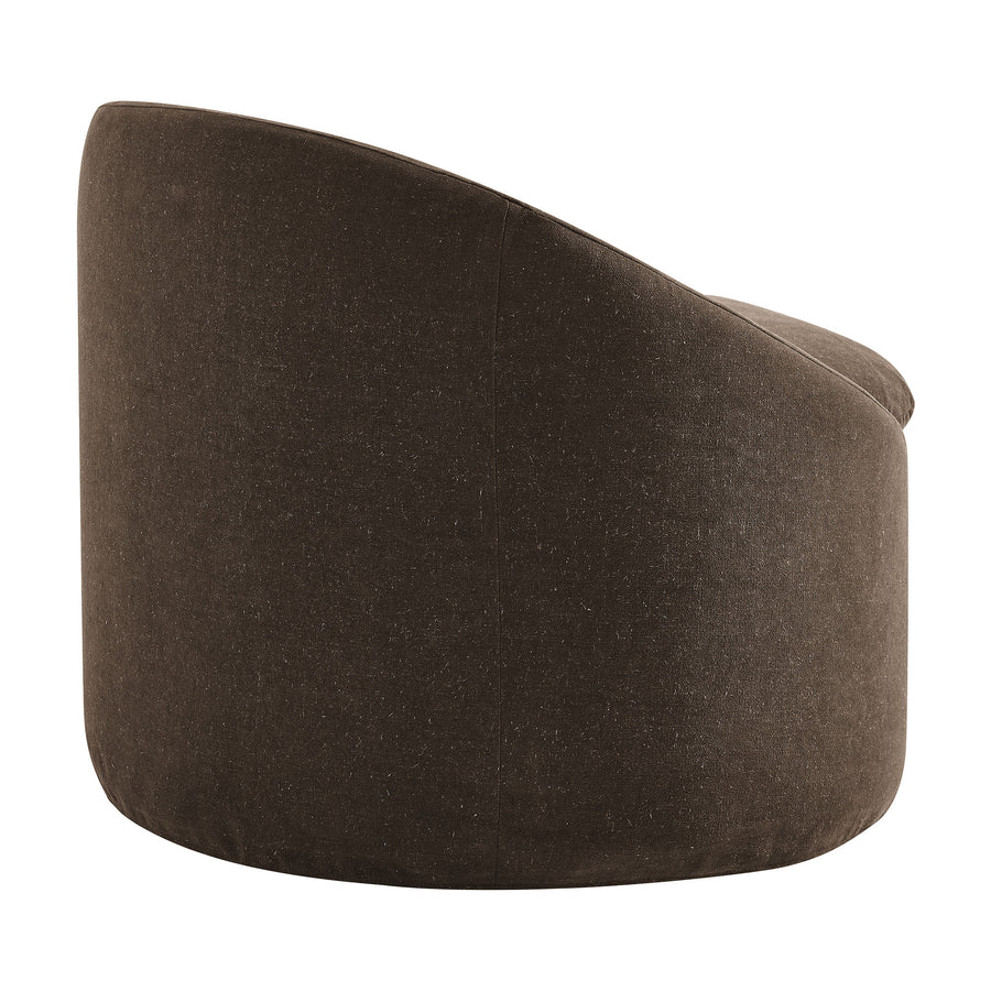 Lahinch Slipcovered Linen-Blend Round Accent Chair in Cocoa