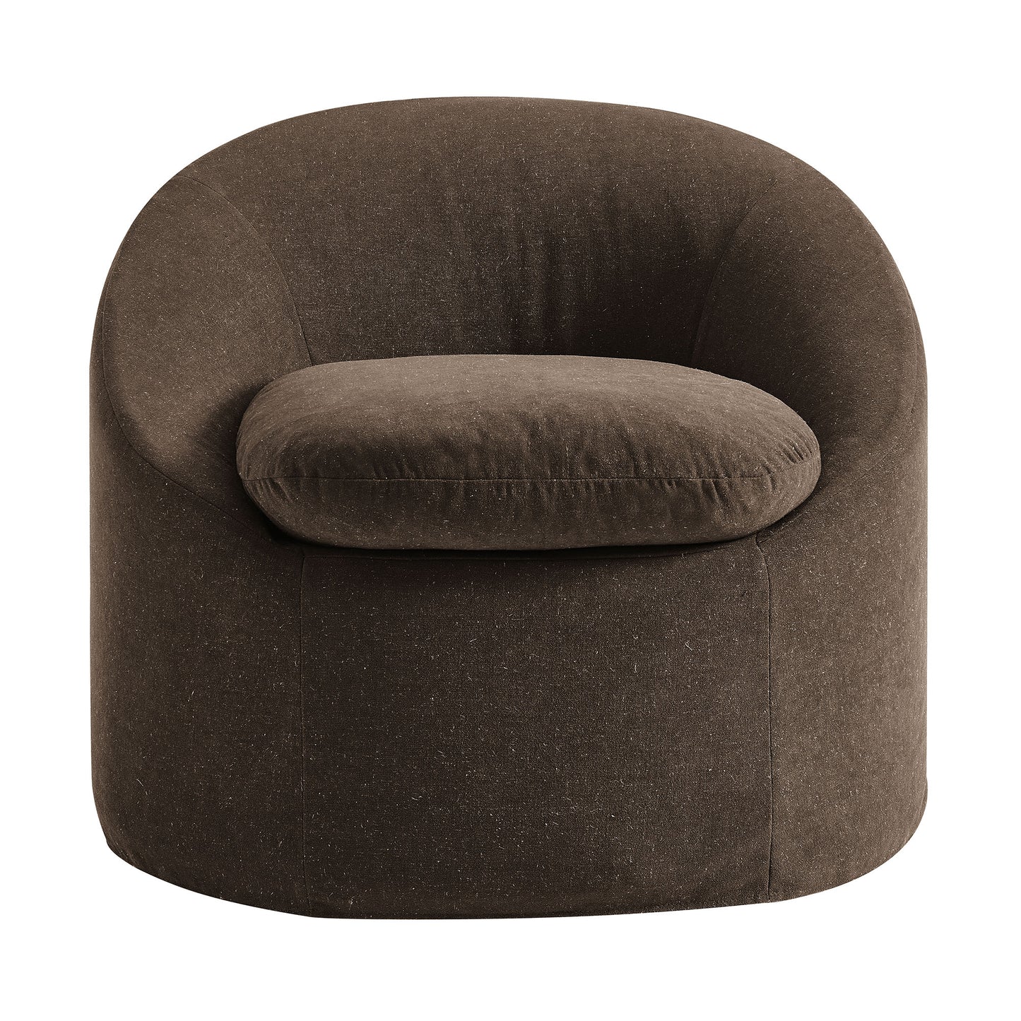Lahinch Slipcovered Linen-Blend Round Accent Chair in Cocoa
