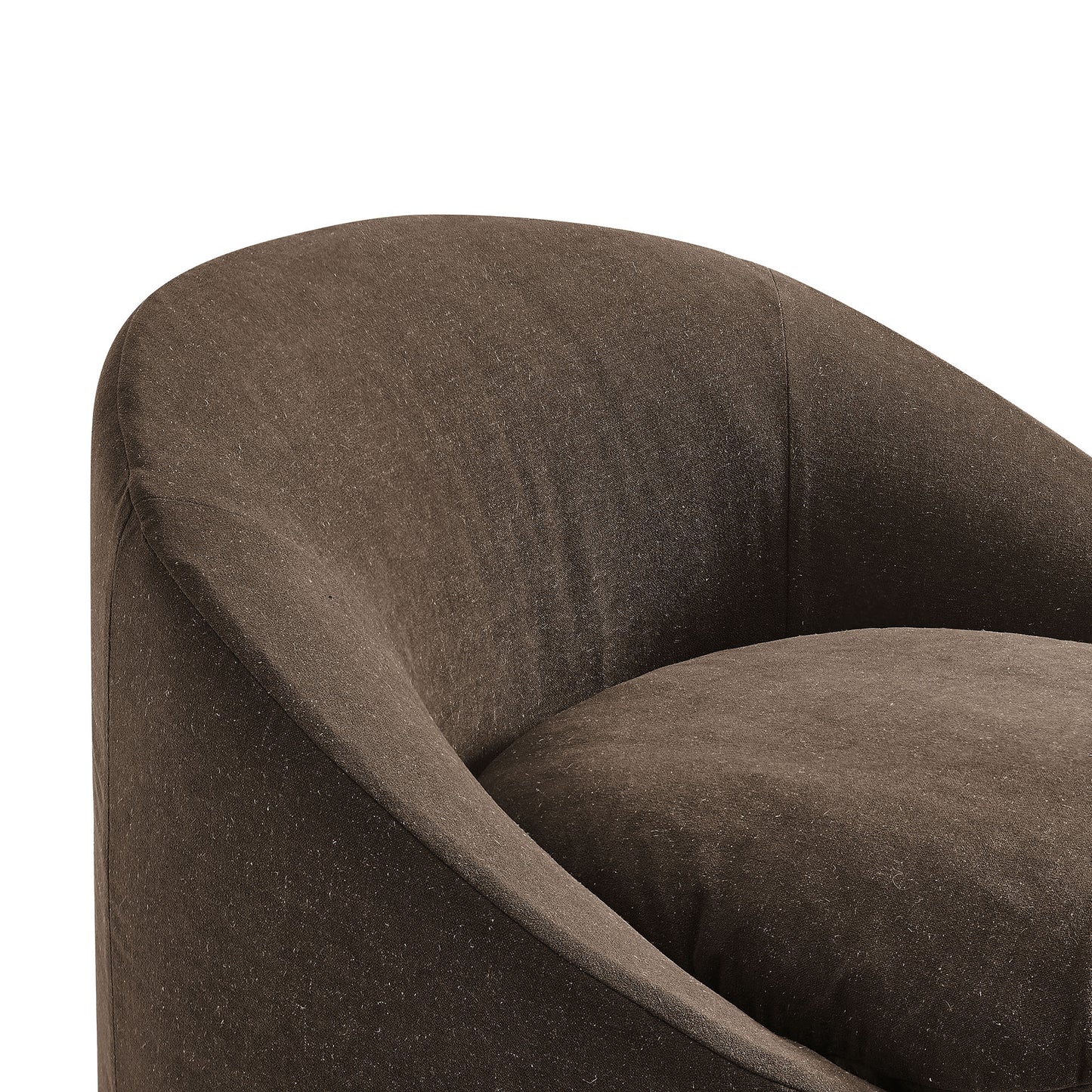 Lahinch Slipcovered Linen-Blend Round Accent Chair in Cocoa