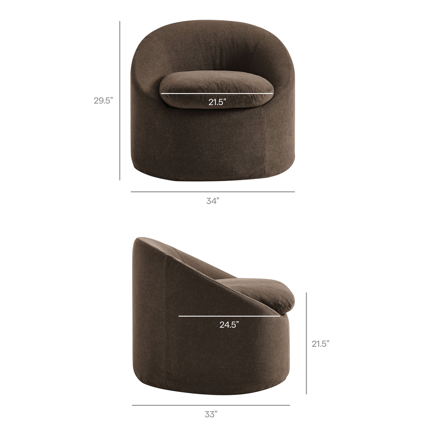 Lahinch Slipcovered Linen-Blend Round Accent Chair in Cocoa