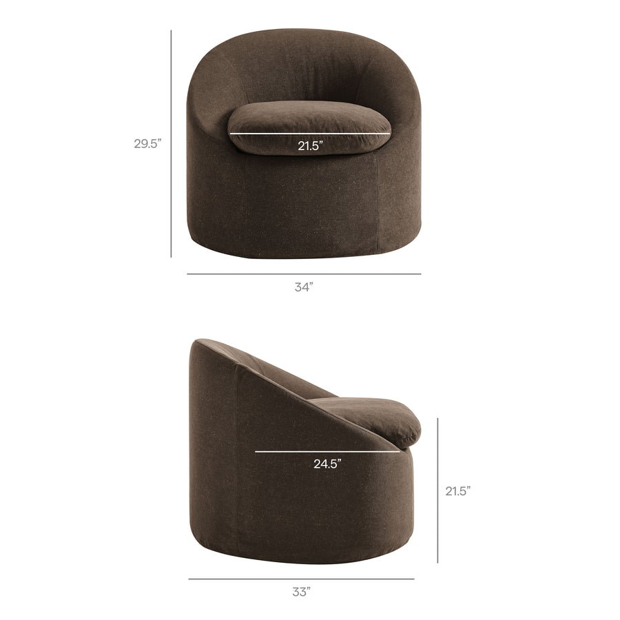 Lahinch Slipcovered Linen-Blend Round Accent Chair in Cocoa
