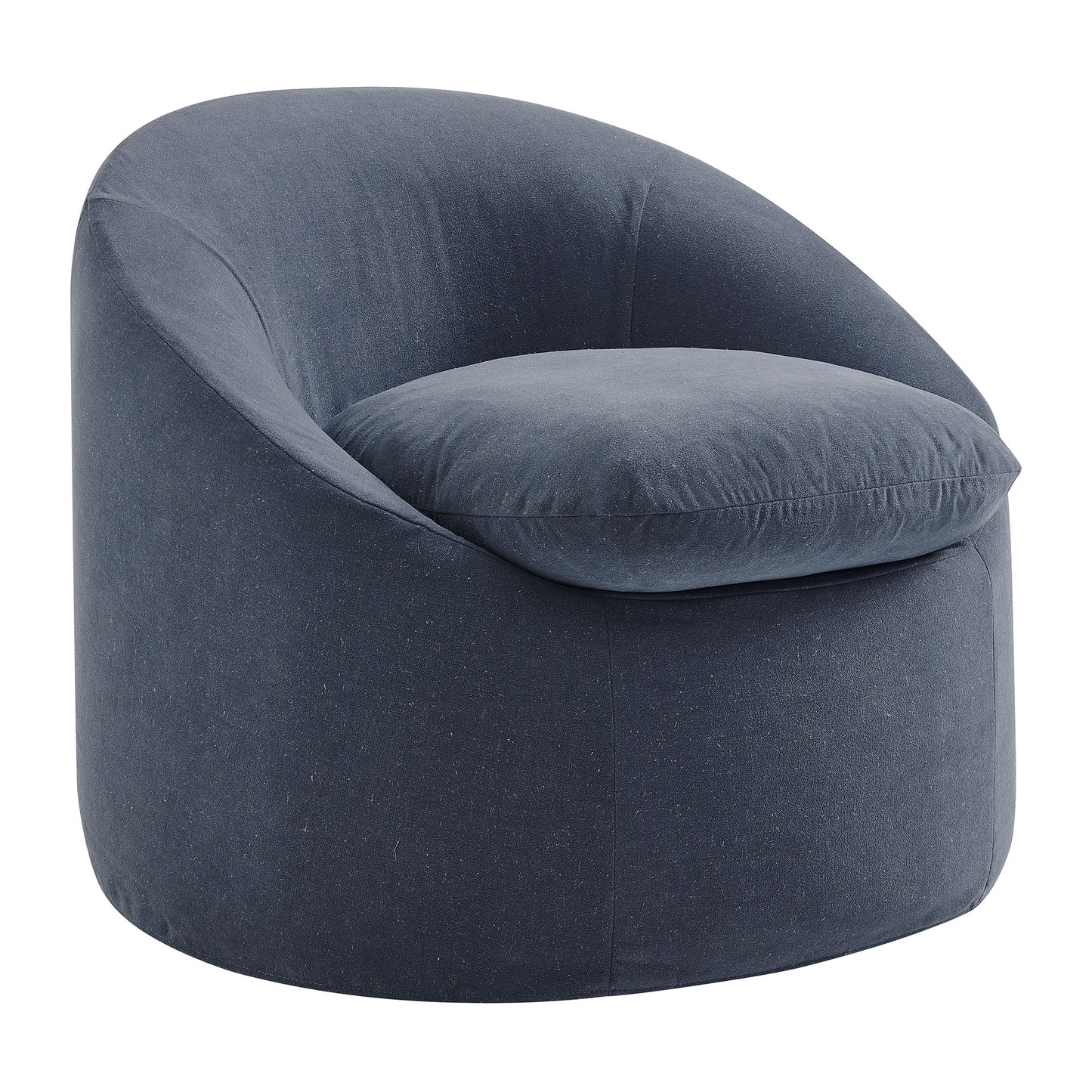 Lahinch Slipcovered Linen-Blend Round Accent Chair in Denim