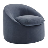Lahinch Slipcovered Linen-Blend Round Accent Chair in Denim