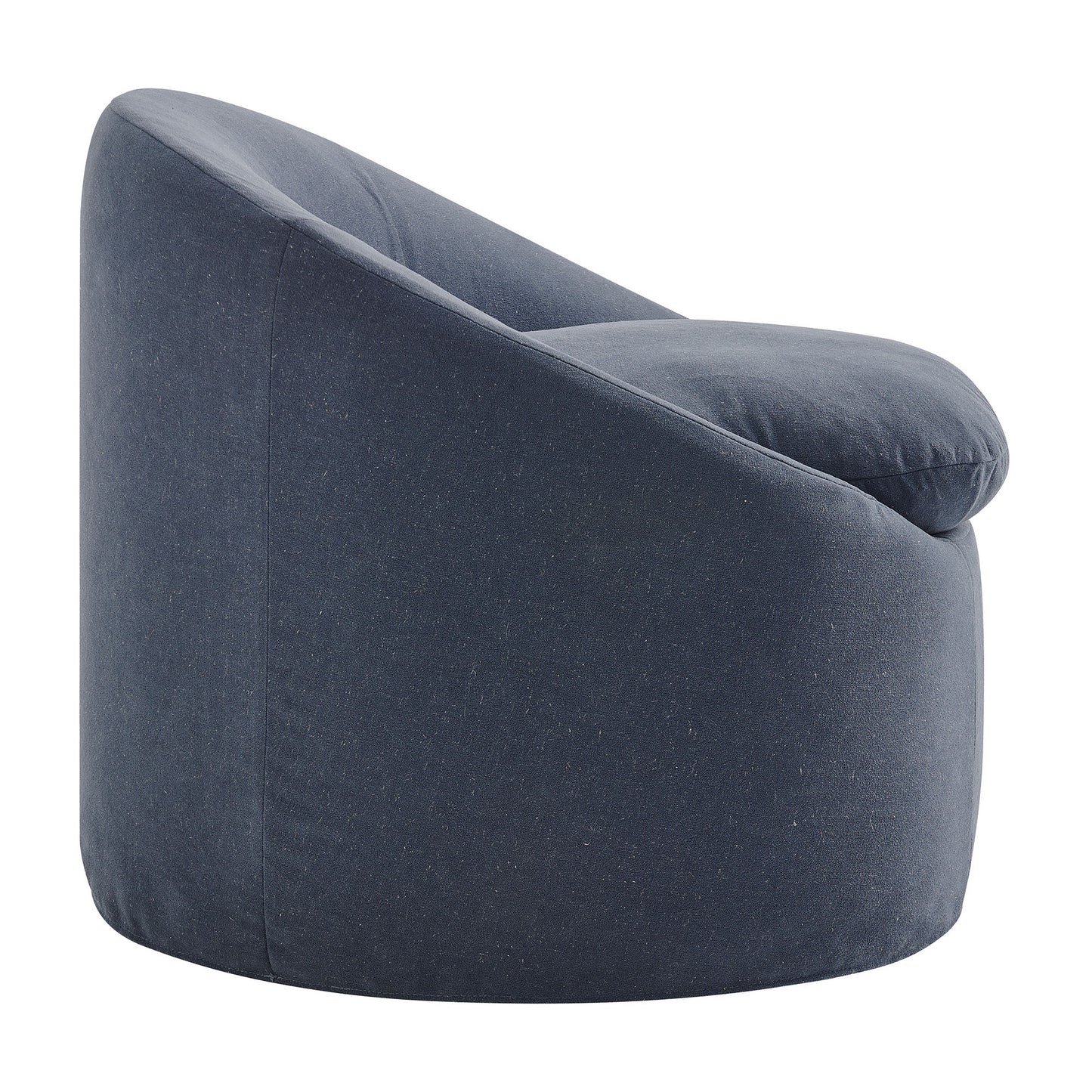 Lahinch Slipcovered Linen-Blend Round Accent Chair in Denim