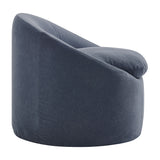Lahinch Slipcovered Linen-Blend Round Accent Chair in Denim