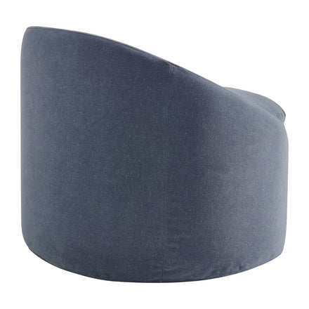Sadie Slipcovered Linen-Blend Round Accent Chair in Denim
