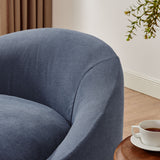 Lahinch Slipcovered Linen-Blend Round Accent Chair in Denim