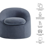 Lahinch Slipcovered Linen-Blend Round Accent Chair in Denim