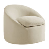 Lahinch Slipcovered Linen-Blend Round Accent Chair in Linen