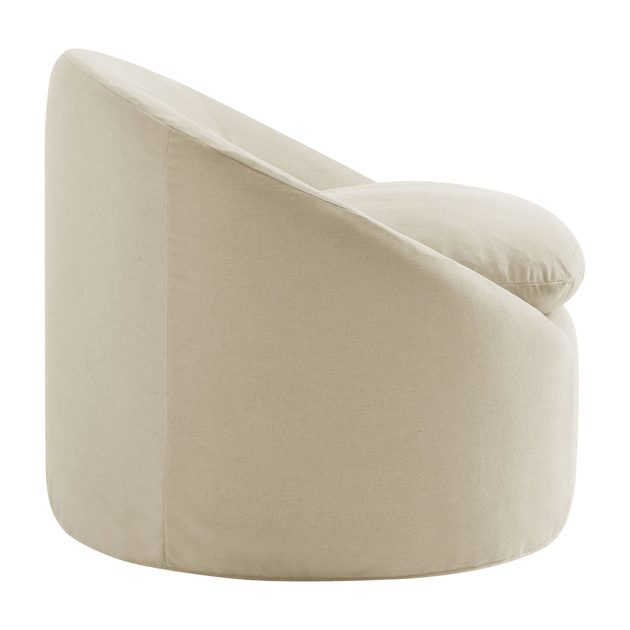 Lahinch Slipcovered Linen-Blend Round Accent Chair in Linen