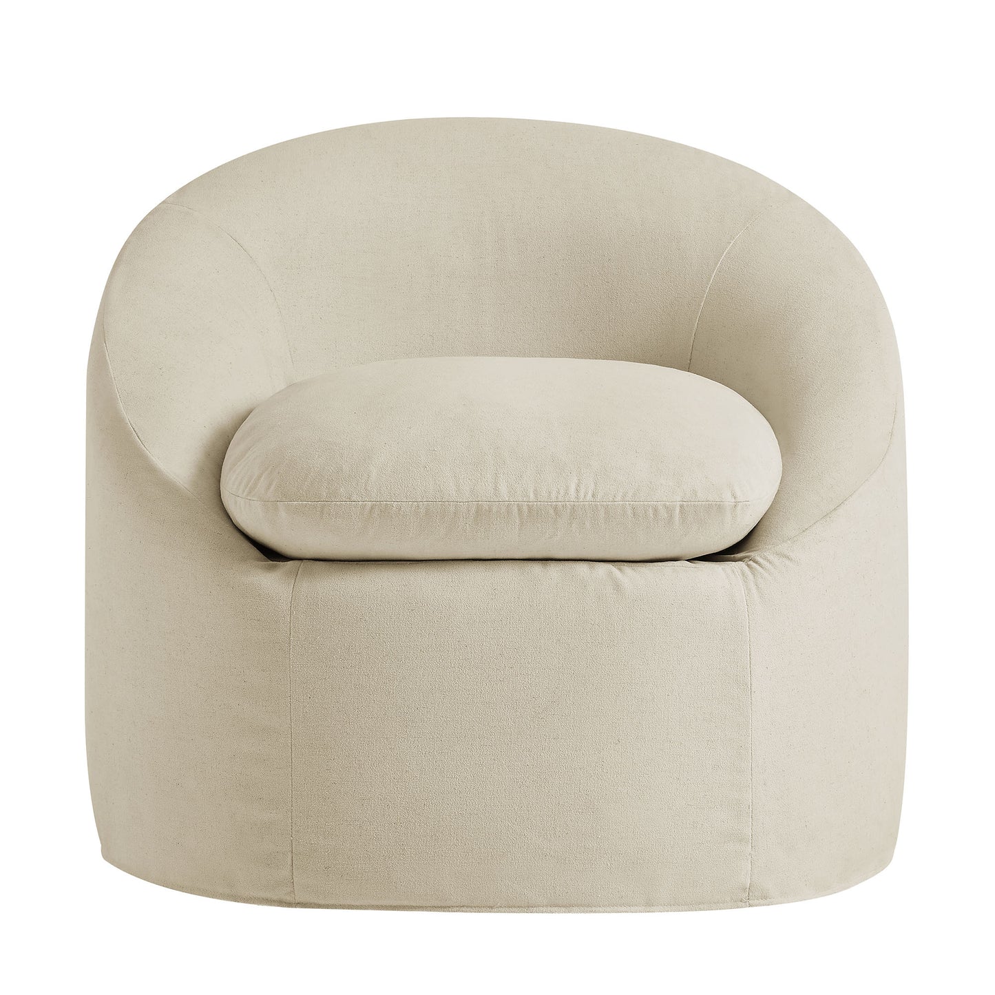 Lahinch Slipcovered Linen-Blend Round Accent Chair in Linen