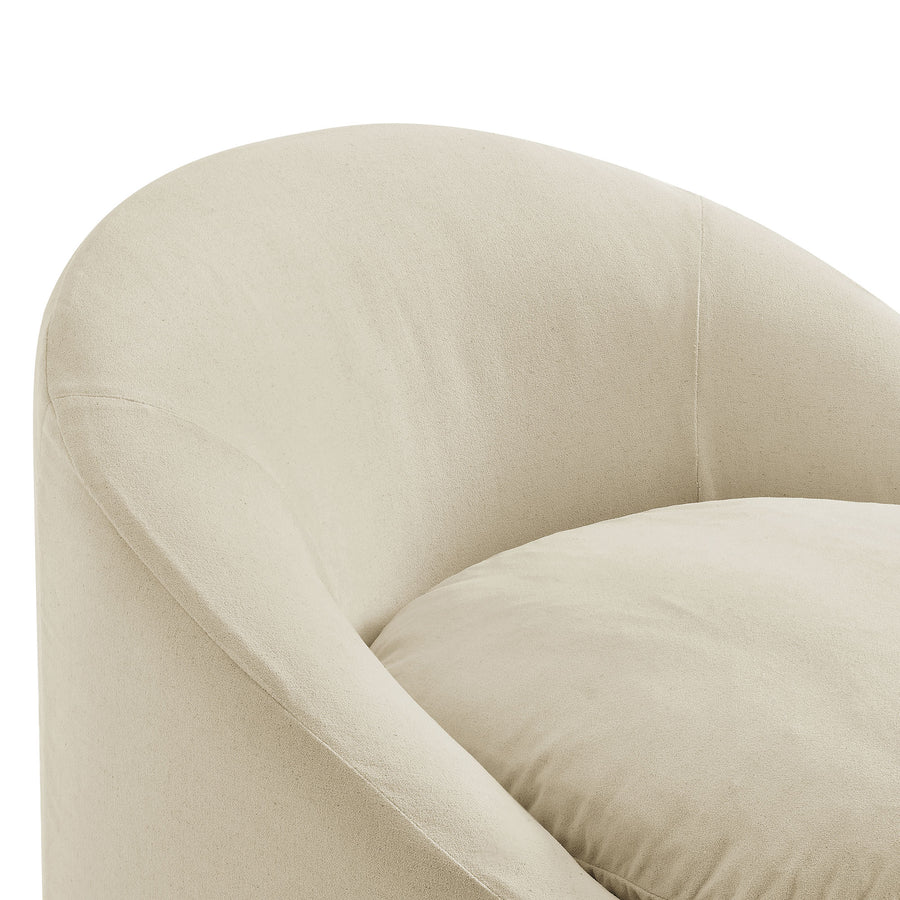 Lahinch Slipcovered Linen-Blend Round Accent Chair in Linen