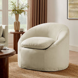 Lahinch Slipcovered Linen-Blend Round Accent Chair in Linen